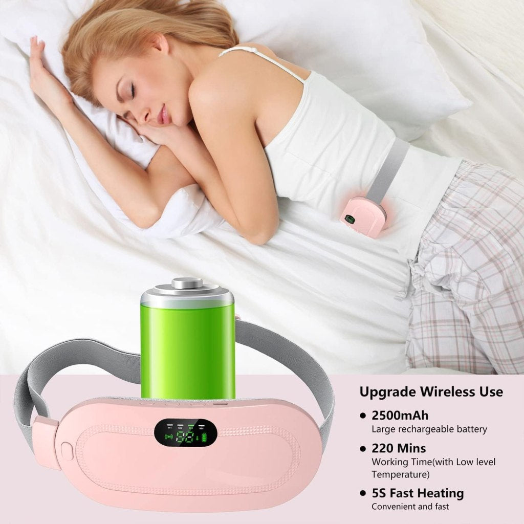 Portable Cordless Heating Pad for Menstrual Cramps Relief, New Heating Pad For Period Cramps With 33-Speed Temperature Adjustment and 4-Speed Massage Modes