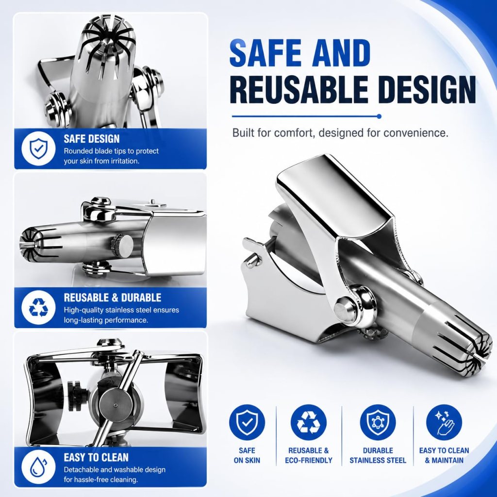 Manual Nose Hair Trimmer – Stainless Steel Precision Grooming Tool