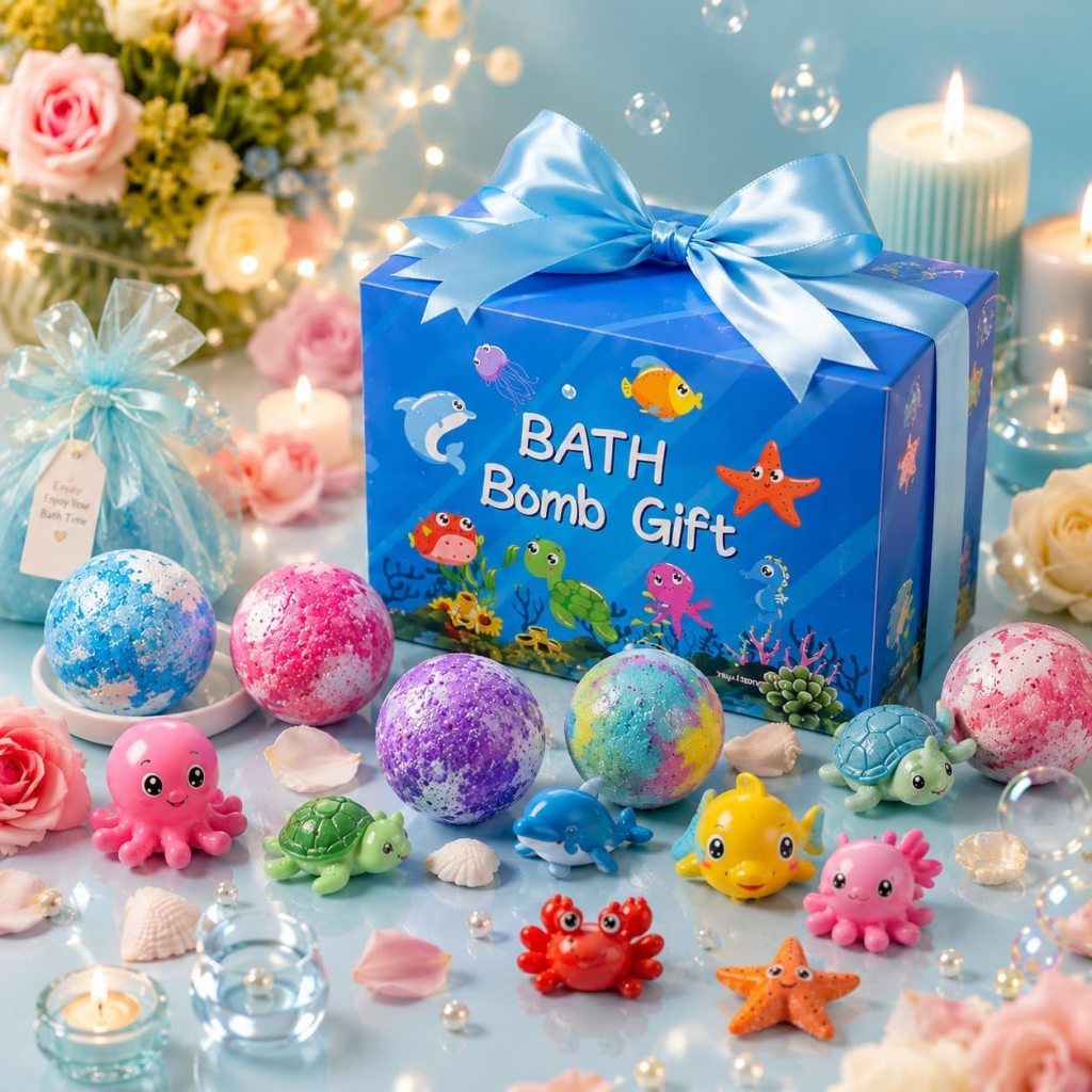 12 Pcs Bath Bombs for Kids, Bubble Bath Bomb Gift Set, Colorful Kids Bath Bombs with Fun Fizzy Experience, Relaxing Bath Fizzies for Children, Birthday & Holiday Gift