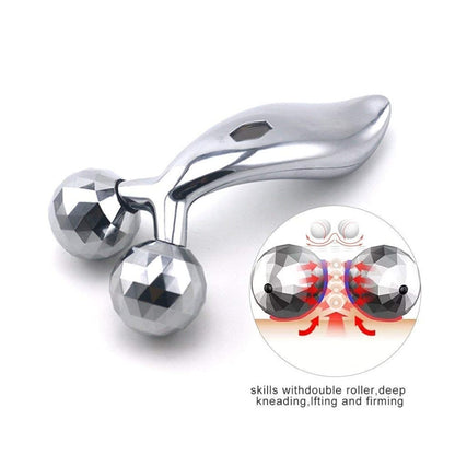 3D Manual Roller Face Body Massager Skin Lifting Wrinkle Remover Facial Massage For Relaxation and Tightening (Silver)