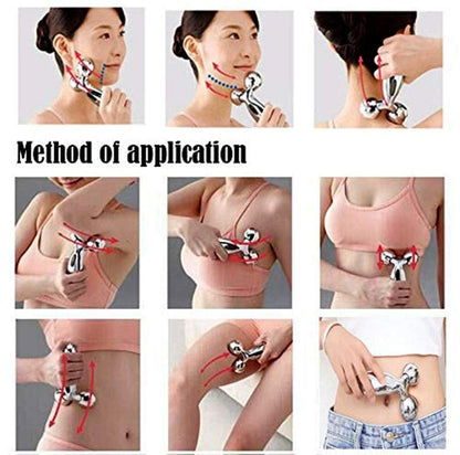 3D Manual Roller Face Body Massager Skin Lifting Wrinkle Remover Facial Massage For Relaxation and Tightening (Silver)