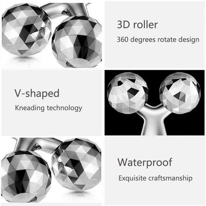 3D Manual Roller Face Body Massager Skin Lifting Wrinkle Remover Facial Massage For Relaxation and Tightening (Silver)