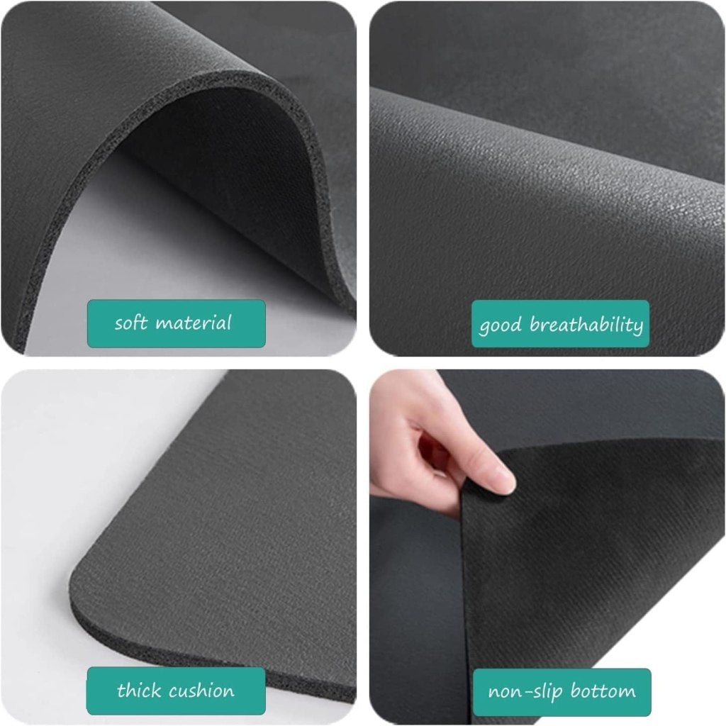 Large Dish Drying Kitchen Mat 40×60 cm, Water Absorbent Kitchen Countertop Mat with Non-Slip Rubber Backing, Quick-Dry Dish Drainer Pad for Plates, Glassware, Utensils & Cookware – Black