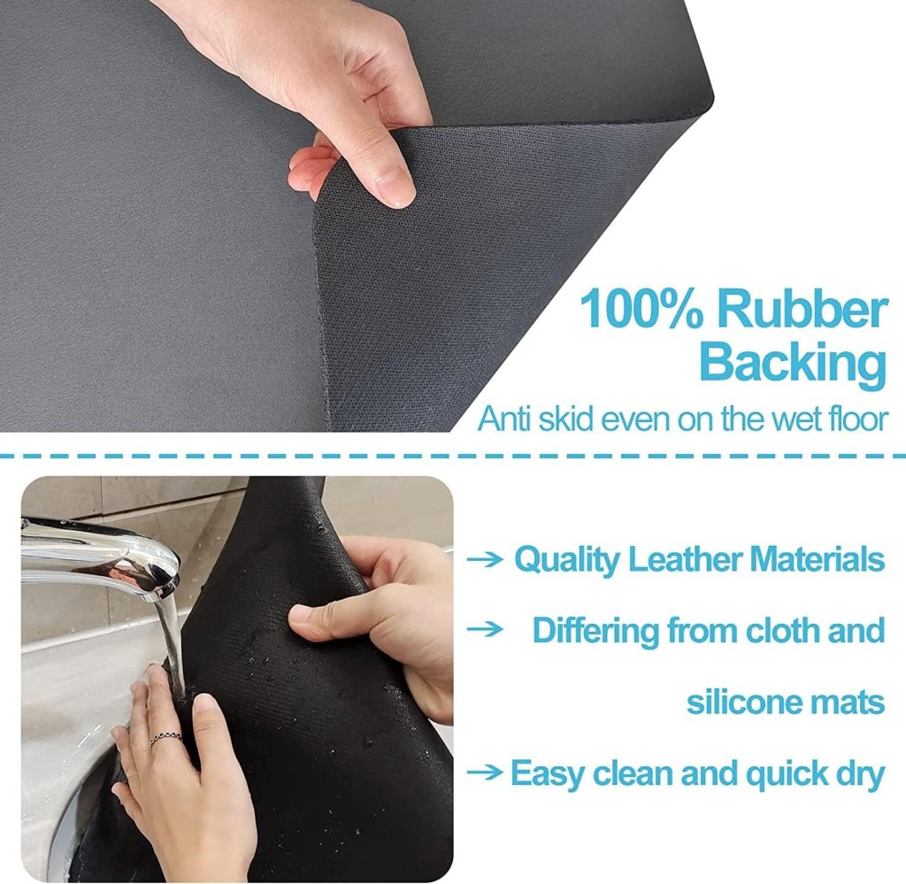 Large Dish Drying Kitchen Mat 40×60 cm, Water Absorbent Kitchen Countertop Mat with Non-Slip Rubber Backing, Quick-Dry Dish Drainer Pad for Plates, Glassware, Utensils & Cookware – Black