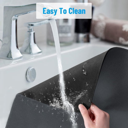 Large Dish Drying Kitchen Mat 40×60 cm, Water Absorbent Kitchen Countertop Mat with Non-Slip Rubber Backing, Quick-Dry Dish Drainer Pad for Plates, Glassware, Utensils & Cookware – Black