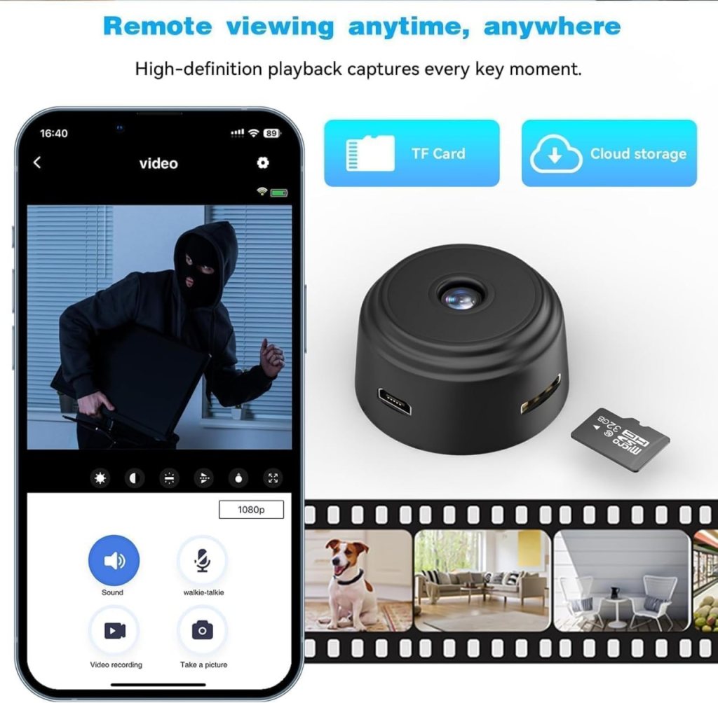 Home Security WiFi Spy Camera 360° Security Camera for Home Outdoor High HD Focus Spy Magnet Mini Spy WiFi Magnetic Live Stream Night Vision IP Wireless Camera for kids and Adults