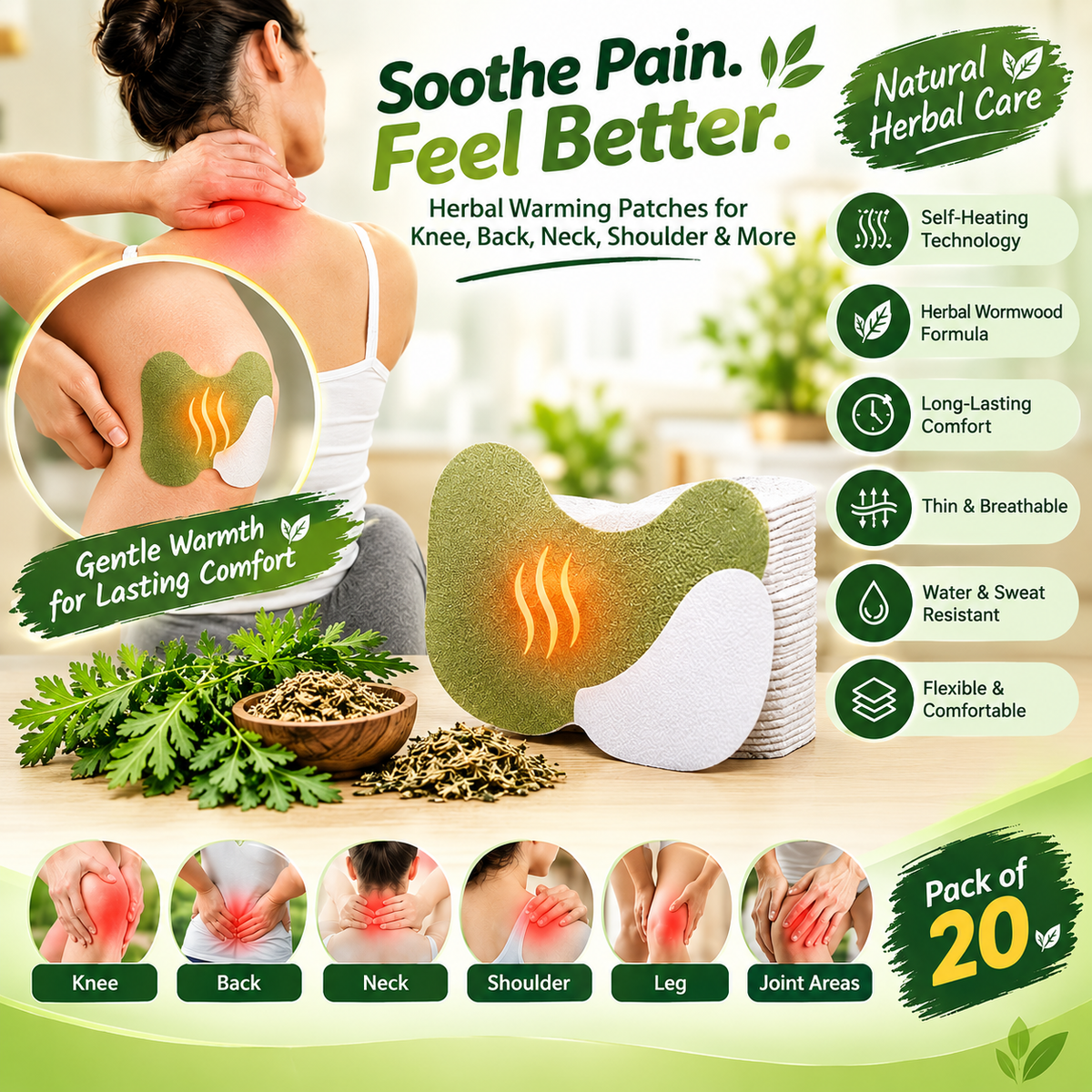 Herbal Knee Pain Relief Patches for Knee