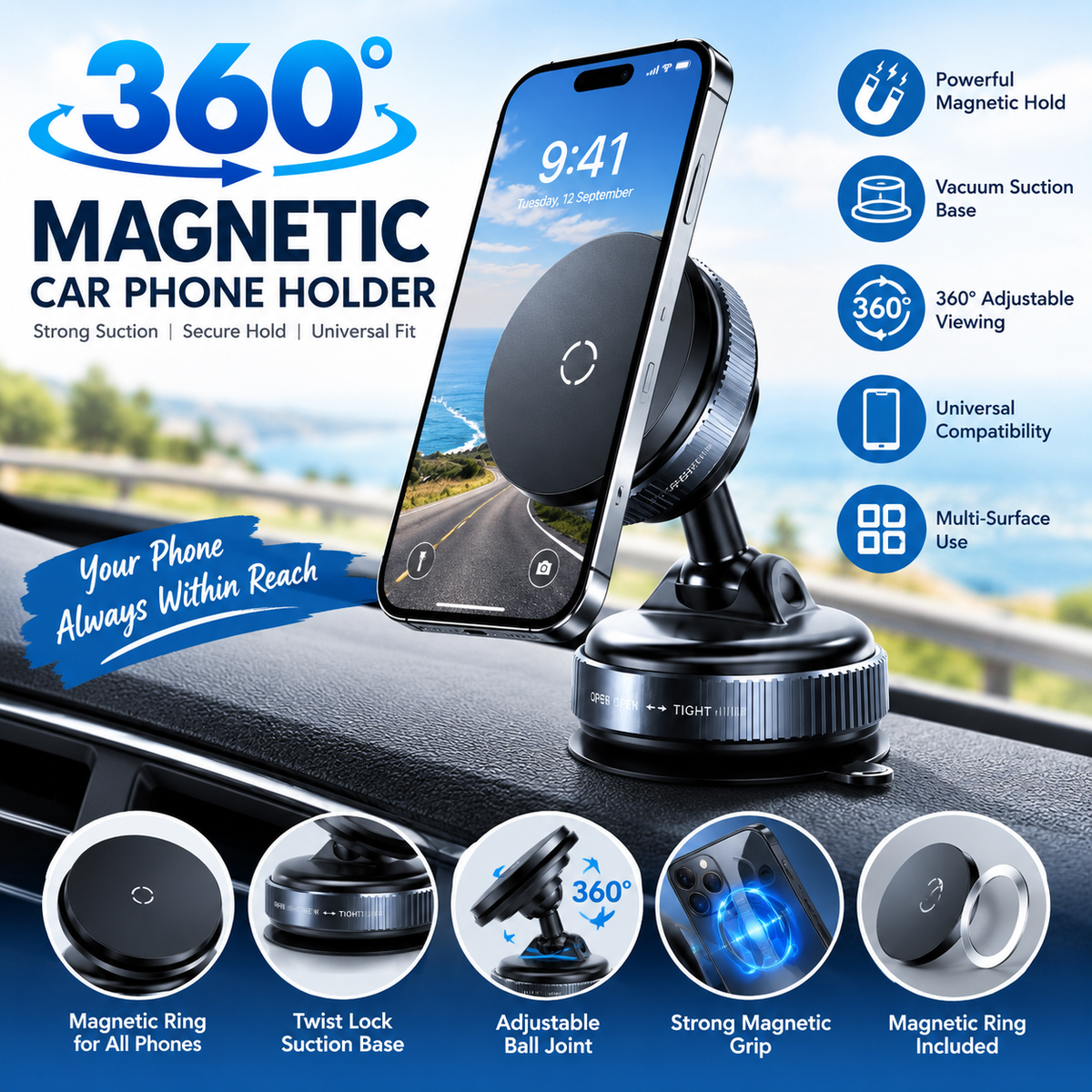 Vacuum Magnetic Phone Holder