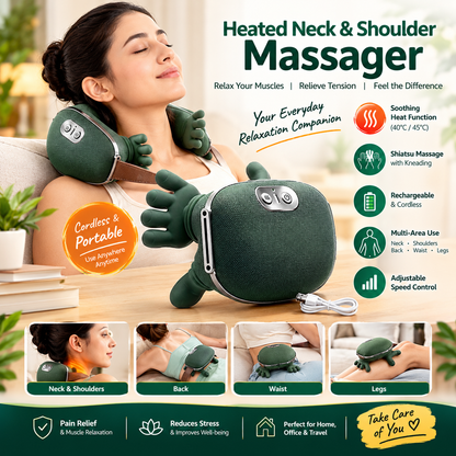 Wireless Heated Neck Massager for Cervical Pain | Neck and Shoulder Massager Machine | Wireless Heated Neck Massager & Shoulder Massager | Portable Electric Body Massager