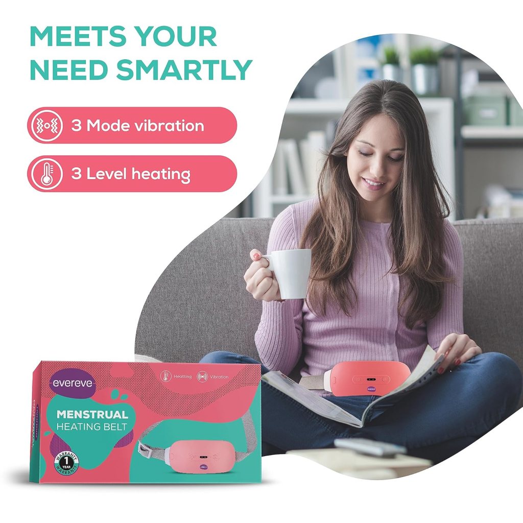 Portable Cordless Heating Pad for Menstrual Cramps Relief, New Heating Pad For Period Cramps With 33-Speed Temperature Adjustment and 4-Speed Massage Modes