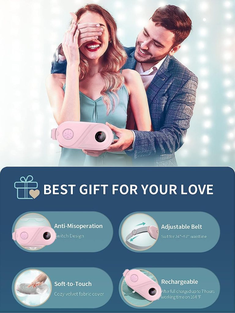 Portable Cordless Heating Pad for Menstrual Cramps Relief, New Heating Pad For Period Cramps With 33-Speed Temperature Adjustment and 4-Speed Massage Modes