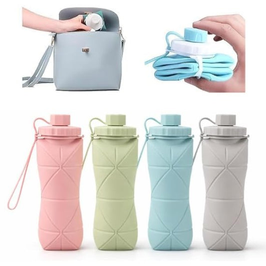 Silicone Water Bottle 600 ml | Foldable Leak Proof Travel Bottle