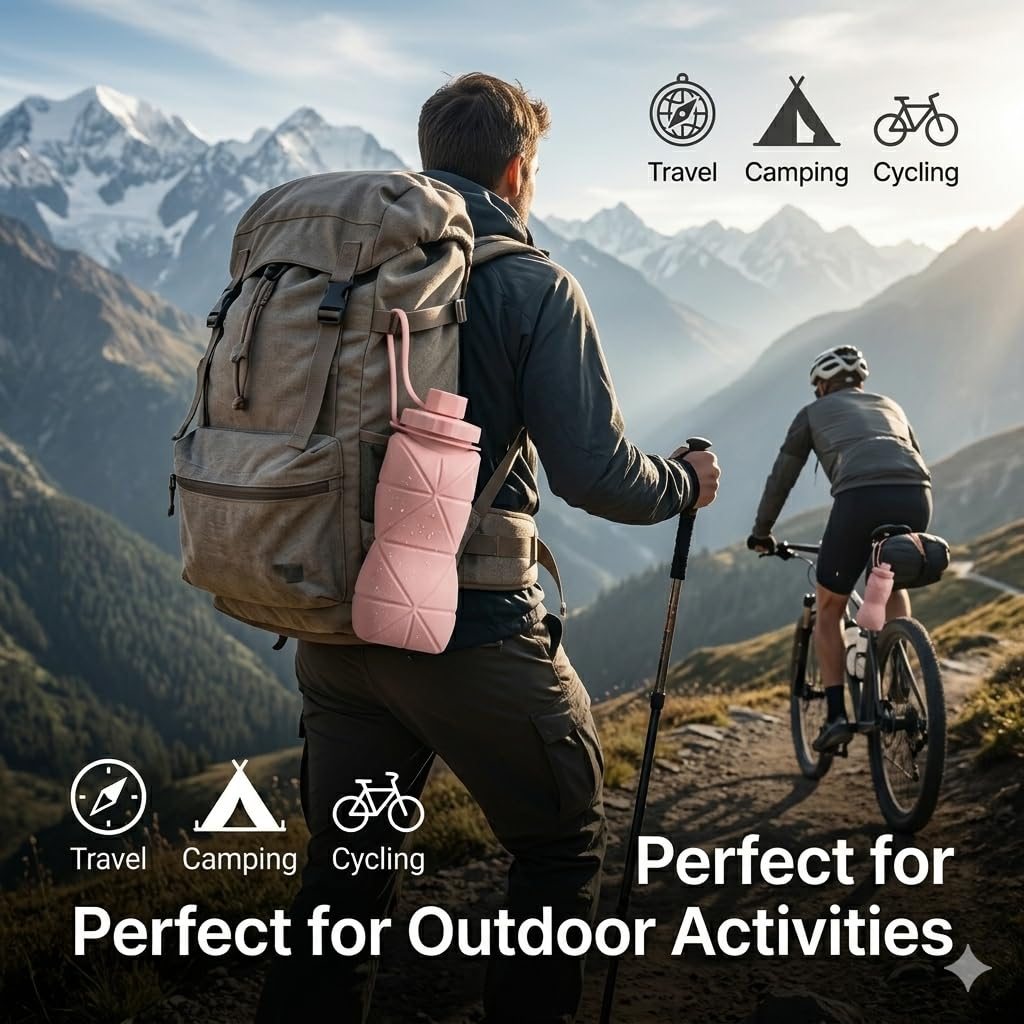 Silicone Water Bottle 600 ml | Foldable Leak Proof Travel Bottle