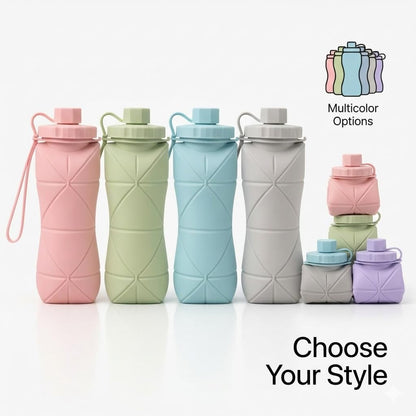 Silicone Water Bottle 600 ml | Foldable Leak Proof Travel Bottle