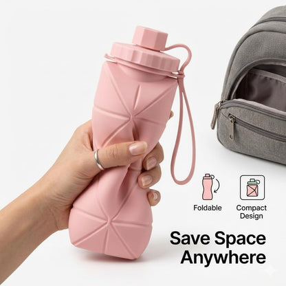 Silicone Water Bottle 600 ml | Foldable Leak Proof Travel Bottle