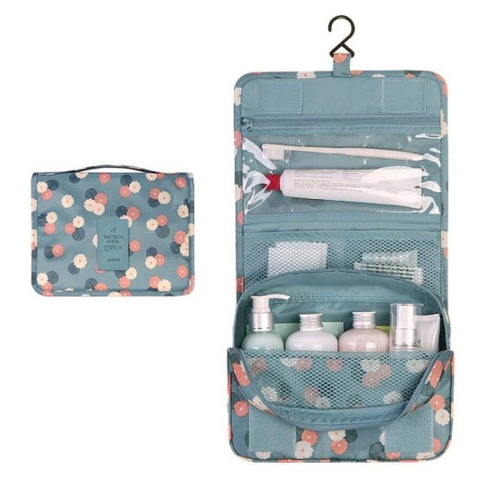 Hanging Travel Toiletry Bag Cosmetic Makeup Organizer – Multifunction Portable Waterproof Makeup Pouch with Hook, Multiple Compartments & Handle for Women and Girls