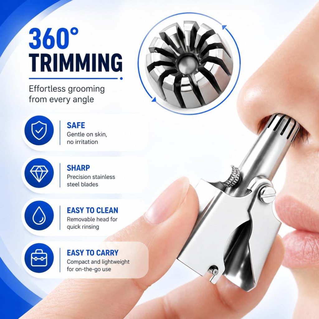 Manual Nose Hair Trimmer – Stainless Steel Precision Grooming Tool