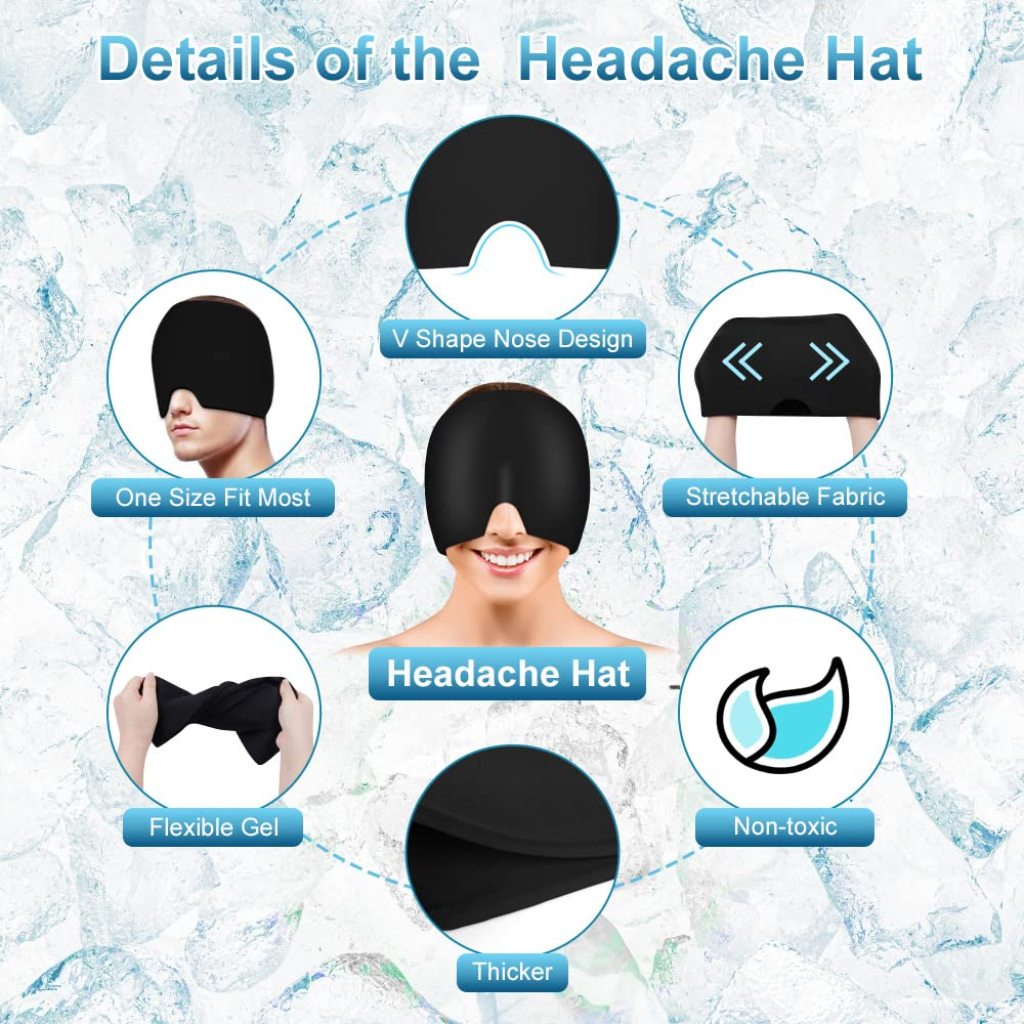 Migraine Ice Head Wrap Relief Cap – Hot & Cold Therapy Headache Hat