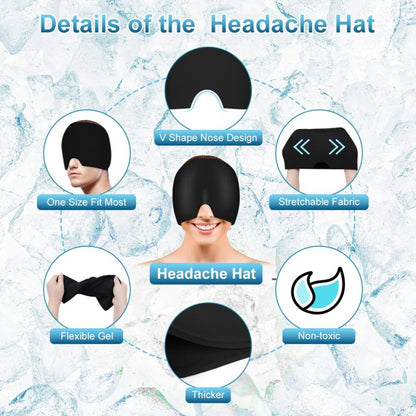 Migraine Ice Head Wrap Relief Cap – Hot & Cold Therapy Headache Hat