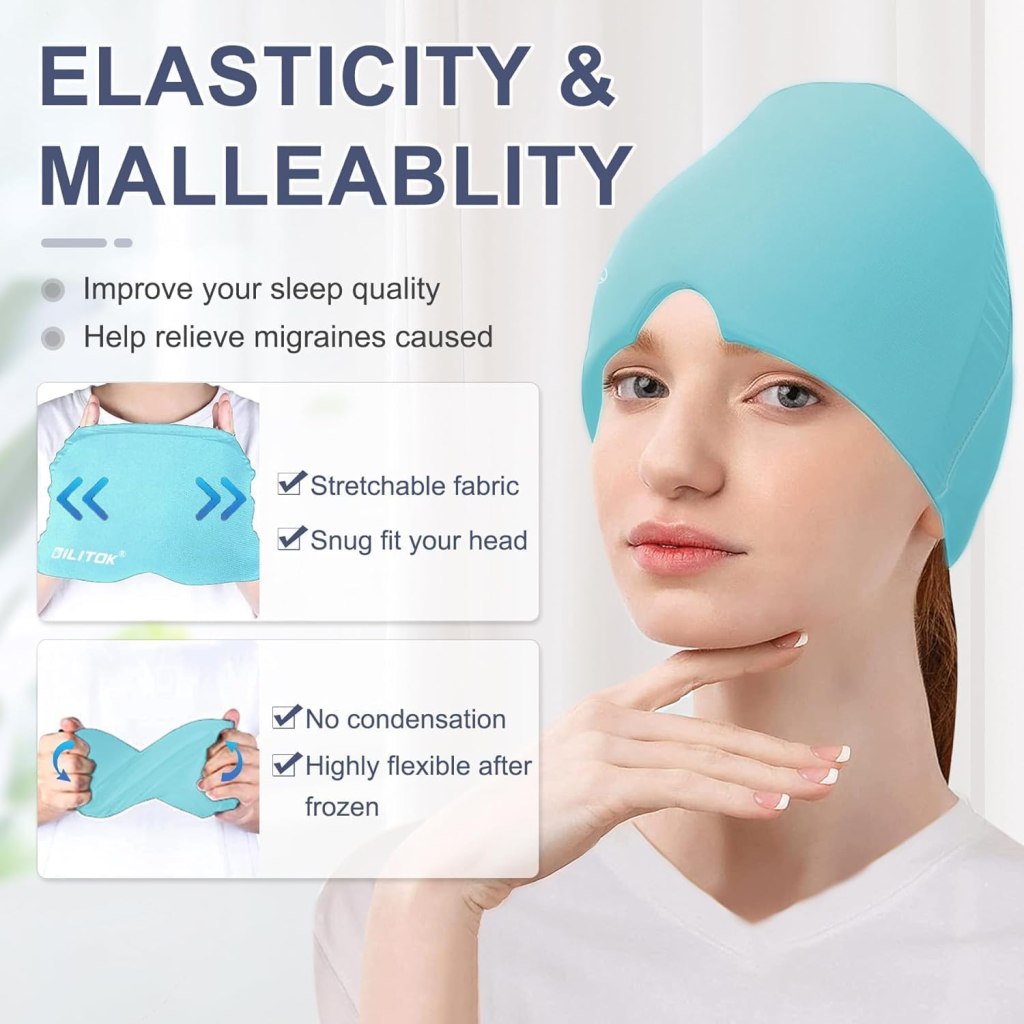 Migraine Ice Head Wrap Relief Cap – Hot & Cold Therapy Headache Hat