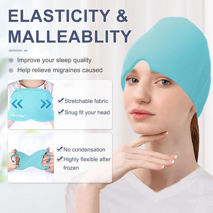 Migraine Ice Head Wrap Relief Cap – Hot & Cold Therapy Headache Hat