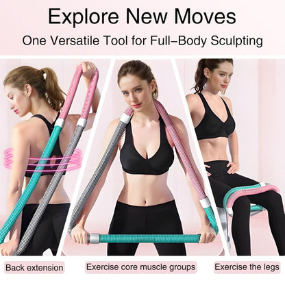 Weighted Soft Hula Hoop with White Massager Connectors, Durable PVC & Steel Fitness Hula Hoop for Adults, Home and Gym Core Training, Fun Cardio & Waist Workout Gear