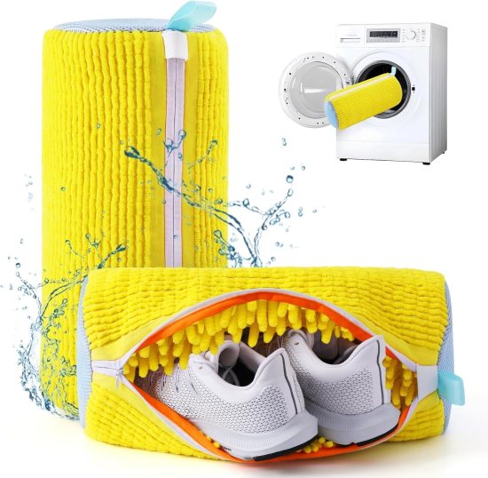 Shoe Washing Machine, Laundry Bag, Reusable Laundry Bag with Secure Zipper for Sneakers, Sports Shoes & Casual Footwear – Yellow