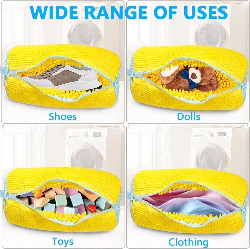 Shoe Washing Machine, Laundry Bag, Reusable Laundry Bag with Secure Zipper for Sneakers, Sports Shoes & Casual Footwear – Yellow