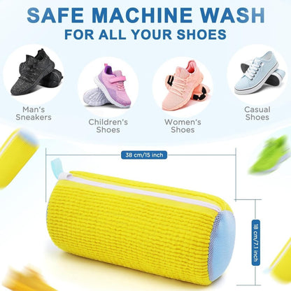 Shoe Washing Machine, Laundry Bag, Reusable Laundry Bag with Secure Zipper for Sneakers, Sports Shoes & Casual Footwear – Yellow
