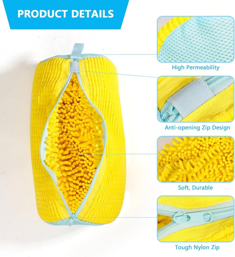 Shoe Washing Machine, Laundry Bag, Reusable Laundry Bag with Secure Zipper for Sneakers, Sports Shoes & Casual Footwear – Yellow