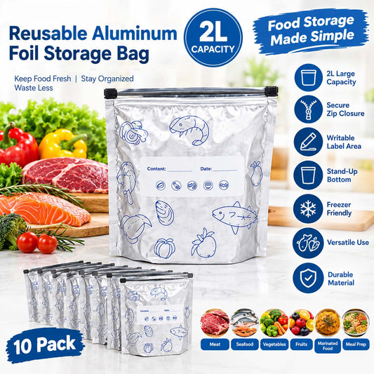 Reusable Aluminum Foil Food Storage Bags