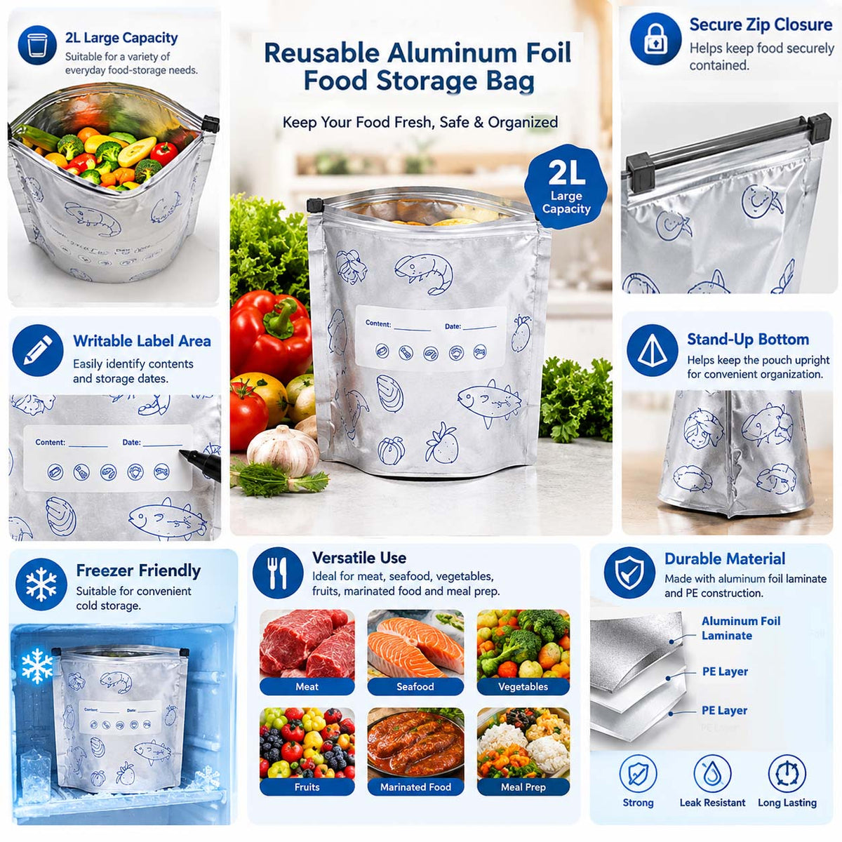 Aluminum Foil Sealable Storage Bags
