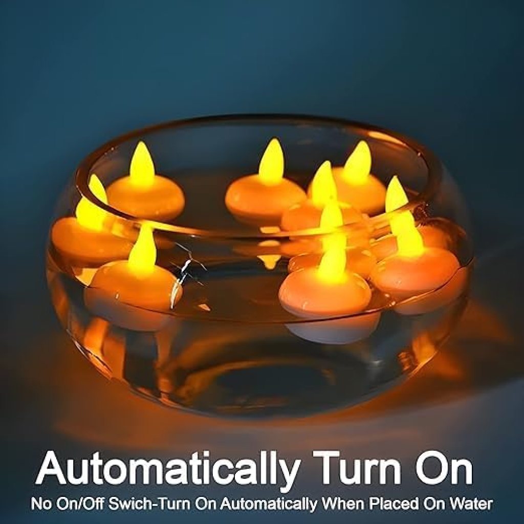 Water Sensor Artificial Floating Light Diya Water Activated Tea Lights, Waterproof Flameless Tea Lights, athtub Wedding Decoration (12 pcs)