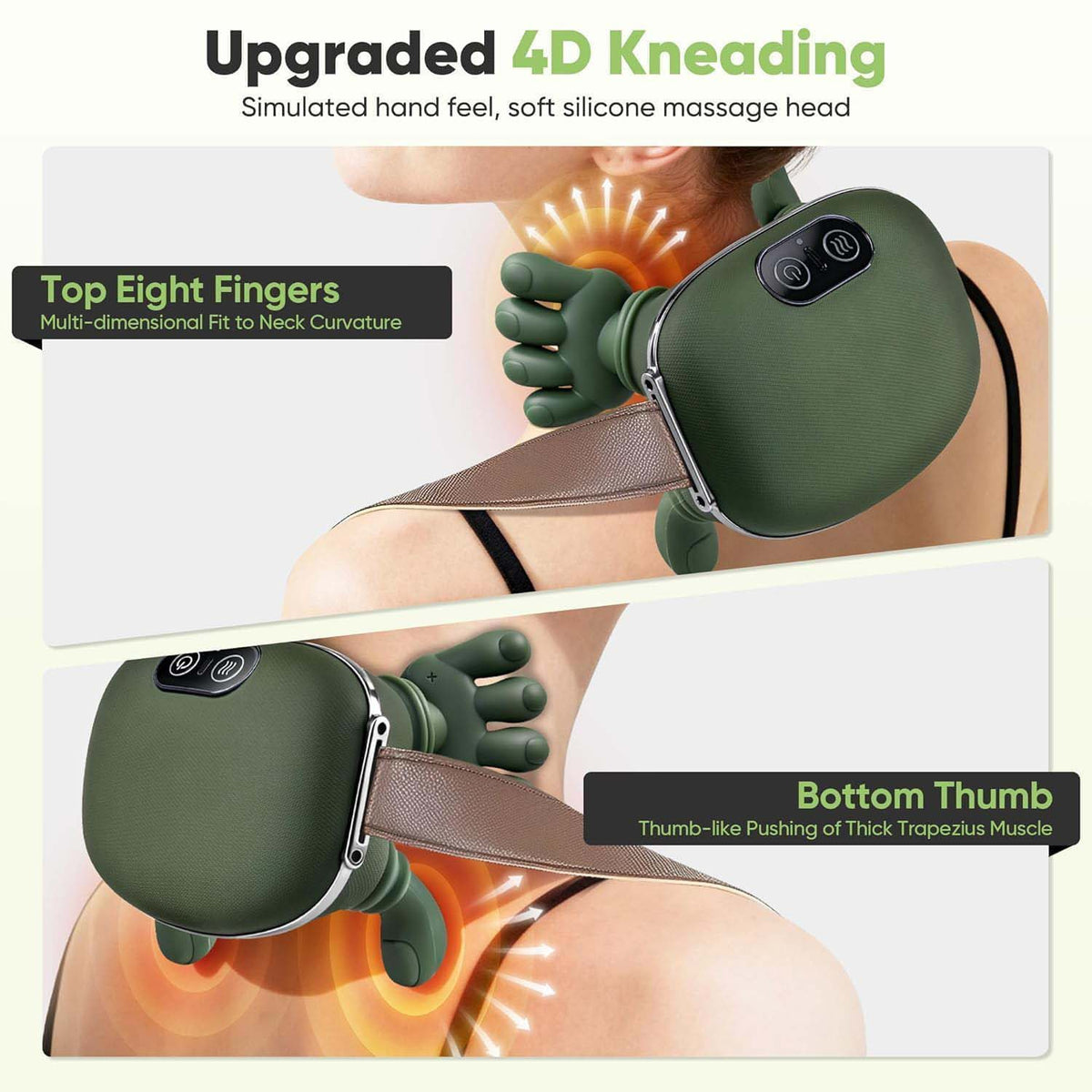 Heated Neck And Shoulder Massager For Cervical Pain, Wireless Shiatsu Neck & Shoulder Back Massager, Kneading with Heat Compress, Cordless Portable Body Massager for Stretch, Pain Relief & Muscle Relax, Use At Home, Office And Travel